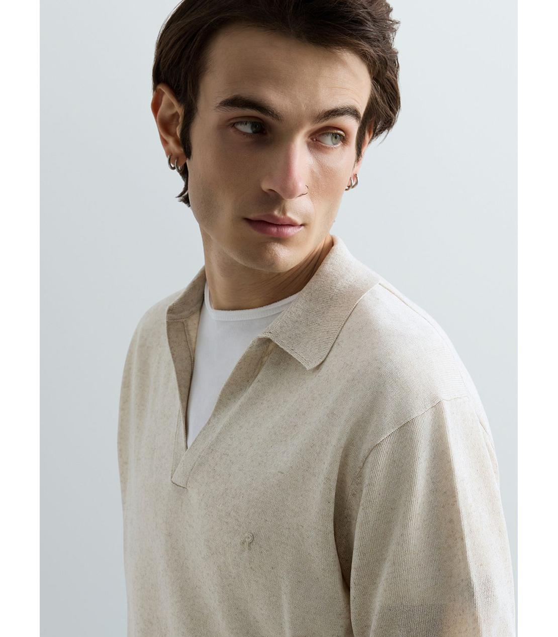 リネンブレンド スキッパー 詳細画像 ベージュ 6